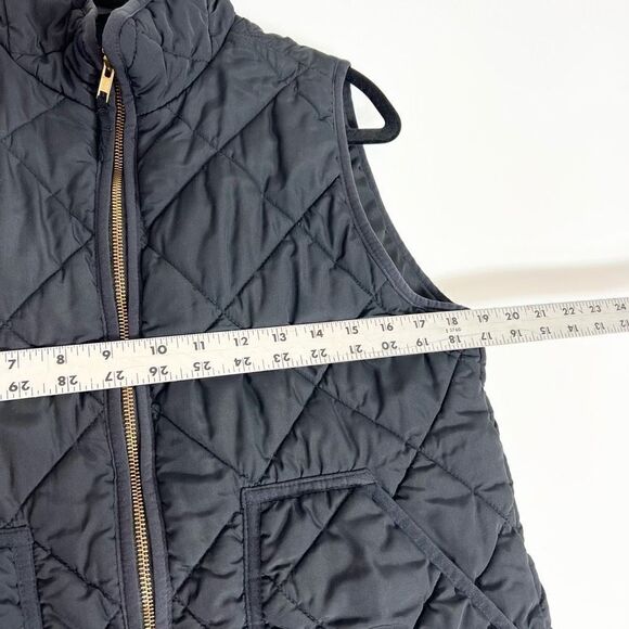 J. Crew Vest Womens Medium Quilted Mock High Neck Puffer Pockets Gold Full Zip - Picture 3 of 7